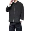 Jaqueta Acolchoada Grossa Retro 2025 Inverno Estilo Chinês Botão Jaqueta Tang Suit Gola Alta Nova Jaqueta Masculina Estilo Chinês