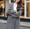 Casaco de Lã Moda Britânica para Mulheres 2025 Novo Outono e Inverno Elegante Versátil com Capuz Comprimento Médio Peça Externa Jaqueta de Lã