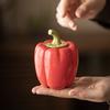 Tarro de Té Cerámico Simulado de Chile Tarro Sellado a Prueba de Humedad Tarro de Almacenamiento de Pimiento Verde Adornos de Escritorio para el Hogar Tarro Creativo para Almacenamiento de Té
