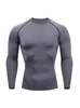 Camiseta Base de Entrenamiento Deportivo Fina para Hombre de Primavera y Otoño de Manga Larga Transpirable Superior Casual Ajustada Elástica Suelta