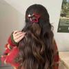 "Estrella Roja de Felpa Pasador para Cabello Roto Atmósfera Navideña Adorno para la Cabeza Lazo Pasador Lateral Año Nuevo Accesorios Vintage para el Cabello"