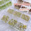 Decoraciones de Pedrería para Uñas de 6 Compartimentos con Fondo Puntiagudo, Accesorios de Pedrería Apilables de Vidrio Transparente de Moda, Caja de Set de Pedrería Brillante Estilo Ins Cielo Estrellado
