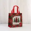 Bolsa de Regalo Temática Navideña a Cuadros Rojos Bolsa No Tejida Bolsa Tote Laminada Fiesta Regalo Venta Directa de Fábrica al por Mayor