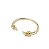 Pulsera de Latón Chapado en Oro de Alta Calidad para Comercio Exterior, Nudo de Amor de Doble Giro Abierto, Personalidad Creativa, Simple