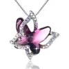 Nuevo Producto Transfronterizo Aleación Europea y Americana Piedra Natal Cristal de Doce Colores Animal Mariposa Collar Joyería Femenina Ventas del Fabricante