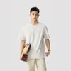 Camiseta de Manga Corta con Rayas Verticales Texturizadas y Cuello Redondo, Estilo Nuevo Verano 2026 para Hombre en Algodón Color Caqui