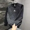 Sudadera de terciopelo estampada con cuello redondo para hombre, nueva de otoño e invierno, informal, moderna, marca, tie-dye, simple, moderna, camisa de fondo alto