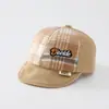 Boné de baseball xadrez patchwork infantil para outono e inverno, boné infantil retrô Deeide bico de pato, quente