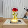 Abajur de Vidro Transfronteiriço Flor Eterna Rosa Presente Dia dos Namorados Flor Artificial Rosa com Folha de Ouro Ornamento Atacado