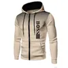 Suéter casual com capuz estampado para homens outono e inverno com forro de fleece com zíper pullover moletom com capuz em estoque
