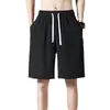 Pantalones cortos casuales de verano para hombre, pantalones deportivos finos, holgados, de seda helada, talla grande