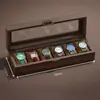 Caja de Almacenamiento para Relojes de Cuero con Veta de Madera, Caja para Colocar Relojes en Casa, Caja de Exhibición Exquisita de Madera Maciza de Alta Gama, Caja para Relojes Mecánicos y Joyería