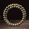 Pulsera de Nanmu Dorado Natural con Accesorios de Ébano y Ágata, Cuentas Budistas de Oración de Alta Gama Unisex