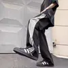 Pantalones Casuales a Rayas de Dopamina Estilo Americano para Hombre, Modernos de Tres Rayas Holgados Rectos Streetwear Geniales Deportivos Pantalones Paracaídas