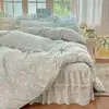 2026 Nuevo Estilo Fresco y Sencillo Falda de Cama de Encaje Juego de Cuatro Piezas