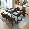 Juego de mesa y sillas de comedor nórdicas, moderno y simple, adecuado para apartamentos pequeños, mesa de comedor rectangular con textura de lino, mesa individual