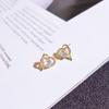 Pendientes de pin de plata con microincrustaciones de circonita, diseño pequeño y con sentido, pendientes de amor de moda famosos en Internet, clip para oreja simple para estudiantes para mujer