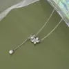 Largo Collar de Perlas Inspirado en el Diseño para Mujer, Estilo Celebridad de Internet Coreana, Cadena para Clavícula con Borla Floral, Elegante y Único, Nuevo Modelo 2026