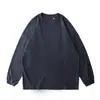 Estilo Casal Frota Negra Versão Leve Solta Casual Cobre o Corpo Pesado Gola Redonda Suéter Cor Sólida Versátil Camiseta Longa Top