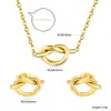 Conjunto de Brincos e Colar Europeu e Americano de Moda Transfronteiriça com Nó Irregular, Conjunto de Joias de Nicho High-End da Ins