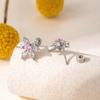 Pendientes Henson Love Zircon Leaf Ear Nail con doble cabeza, tornillo, varilla, titanio, acero, hueso de oreja, clavo, sentido avanzado, para niña