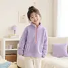 Nueva sudadera de forro polar engrosada de otoño e invierno para niñas, top de forro polar con media cremallera para niños, chaqueta infantil