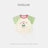 Camiseta de Verano de Manga Corta Antibacteriana 7A para Niñas Dudu's con Estampado 3D y Diseño Ranglán, Delgada y Moderna para el Verano