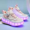 Zapatos con ruedas para niños, niñas, otoño/invierno, niños, caminata explosiva, dos ruedas, cuatro ruedas, zapatos con ruedas, pueden caminar, deslizarse y encogerse.