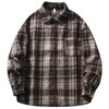 Camisa de Lana a Cuadros para Hombre Nueva Primavera y Otoño Retro Holgada Moderna Camisa a Cuadros Estilo Americano Moda Urbana Moderna Top