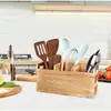 Caja de Almacenamiento para Cubiertos de Cocina Caja Cuadrada de Madera Palillos de Madera con Compartimentos Caja para Palillos Portacubiertos para Cucharas Jaula para Palillos