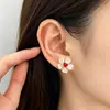 Brincos de pétalas branco leitoso delicados transfronteiriços europeus e americanos com zircônia colorida e flores de pérola, acessórios de ouvido frescos e versáteis
