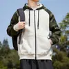 Sudadera para Hombre 2025 Otoño e Invierno Nuevo Color Combinado con Capucha Estilo Retro Americano Tendencia Camuflaje Sudadera para Hombre Venta al por Mayor