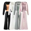 26 Outono Estilo Coreano Cardigan Jaqueta Solta Modal Liso Manga Longa com Capuz + Conjunto de Calças Longas com Cordão na Cintura Elástica