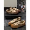 Zapatillas de entrenamiento alemanas cómodas, estilo ballet, con suela blanda, bloques de color, para mujer, nueva colección otoño 2026, zapatillas casuales retro con cordones para mujer