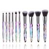 Juego de Brochas de Maquillaje de Cristal de 10 Piezas Fenglida Mango de Diamante Transparente Brocha en Forma de Abanico Venta al por Mayor Brocha para Sombra de Ojos Herramientas de Maquillaje