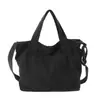 Bolsa de Lona de Gran Capacidad para Mujer, Bolso de Hombro Casual Simple Estilo Workwear, Bolso Cruzado Versátil de Color Sólido Retro Japonés, Transfronterizo