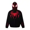 Moletom Cardigan com Capuz Estilo Americano Estampa de Aranha Outono 2026 para Homens e Mulheres, Jaqueta Solta com Zíper High Street, Top de Marca Tendência
