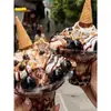 Famoso na Internet Tigela Mianbing Descartável Comercial Tigela de Gelo Flocado Tigela de Gelo Raspado Copo Mais Suave Tigela Pétala de Flor Embalagem Profissional para Sobremesa
