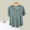 Camiseta de Manga Corta con Cuello Redondo de Color Sólido Estilo Coreano, Capa Interior de Modal, Camiseta Base para Mujer, Nueva de Verano, Top Holgado Adelgazante