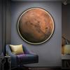 Pintura Decorativa de Entrada da Terra Céu Estrelado Lua Pintura com Luz LED Mural para Quarto Restaurante Sala de Estar Pintura Pendurada Criativa Personalizada