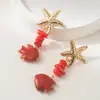 Joyería He Ming: Nuevos pendientes colgantes de moda estilo coreano transfronterizos con temática marina de cangrejo y estrella de mar, adecuados para el uso diario, pendientes para mujer