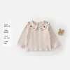 Camiseta base de manga larga para niños, colección primavera y otoño, estampado jacquard, camiseta con cuello, adecuada para que las niñas la usen como capa interior o exterior, suave y cómoda
