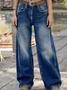 Hme Marca de Tendencia Estilo Hong Kong Jeans para Mujer Pierna Ancha Ajuste Holgado Rectos Largos Pantalones Transfronterizos Europeos y Americanos Shein