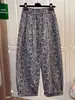 Calça Reta Larga de Cintura Elástica Estilo Coreano com Estampa Paisley para Mulheres Verão 2025 Nova Versátil Solta Casual Tendência