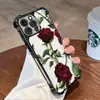 Capa Transparente de Celular Flor Rosa High-End 17 Apple 16 Promax Case com Airbag nos Quatro Cantos Ip15 Case Galvanizado