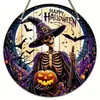 Venta directa transfronteriza nuevo etiqueta colgante redonda de acrílico para Halloween con diseño plano 2D de calavera retro, payaso, calabaza, pequeño adorno