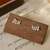 Pendientes de Perla Rosa Manta para Mujer, Pendientes con Diseño de Flor y Lazo Nicho, Accesorios para Orejas Versátiles de Lujo Ligero de Gama Alta