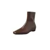 Botas curtas confortáveis de salto baixo na cor nude, estilo minimalista coreano, coleção de inverno 2026, versáteis, com bico quadrado e elástico, para mulheres