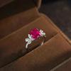 Anillo Vintage de Alto Carbono Diamante Corindón Rojo Diseño Super Hada Mariposa Cristal Azul con Color Esmeralda Algodón Anillo Tesoro para Mujer
