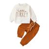 Conjunto de Ropa Unisex para Bebés Niños y Niñas Blanco Estampado Mangas Largas + Pantalones Al168